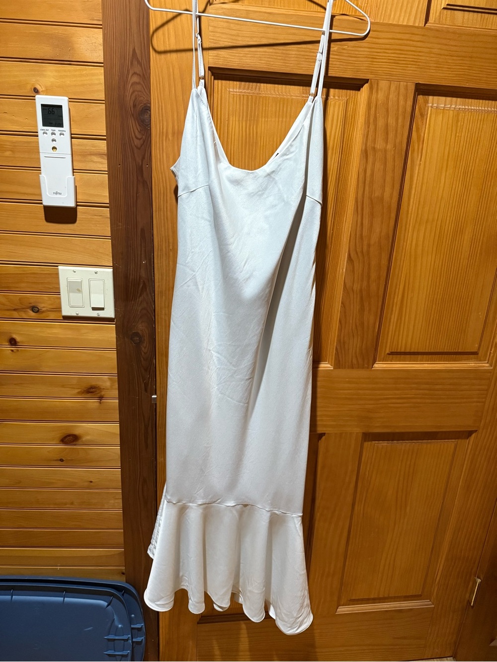White Slip Dress with Flounce Hem